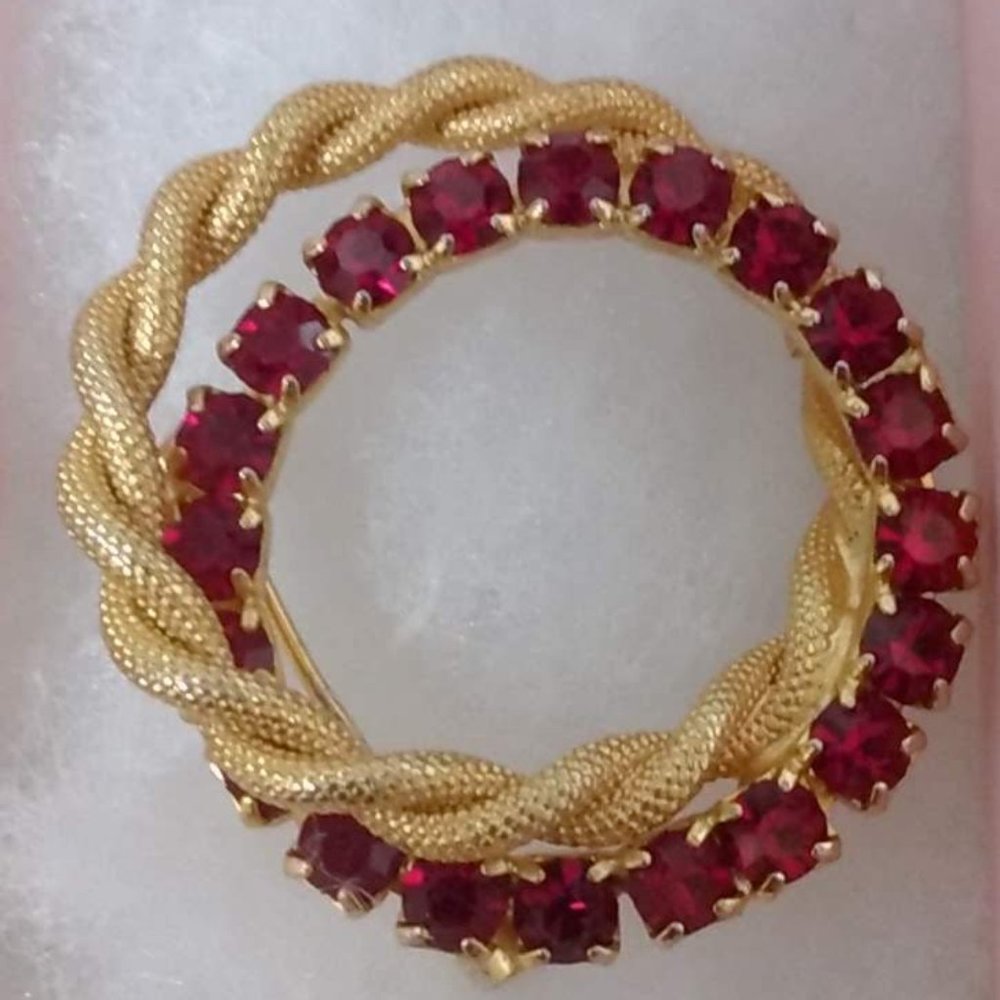 Gold and Red Brooch